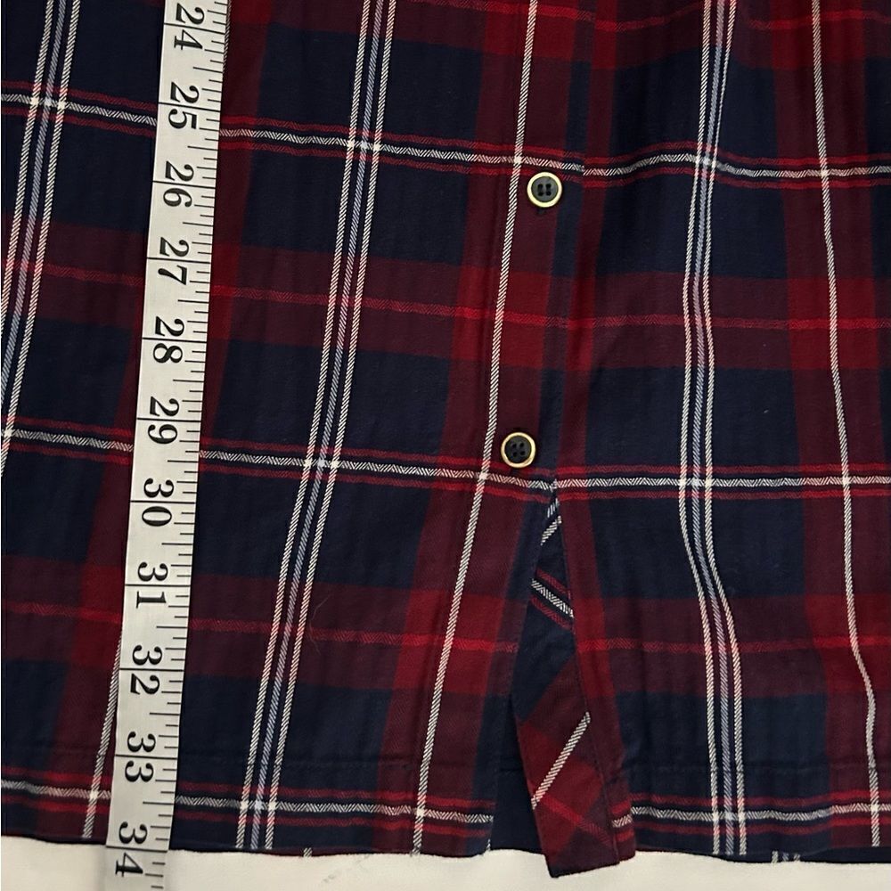 Tommy Hilfiger 100% cotton Red Navy Belted Plaid Mini Shirt Dress Size XS - Picture 2 of 9